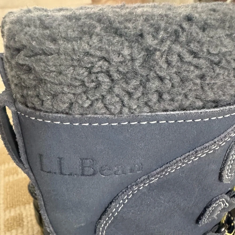 L.L. Bean Kids Sherpa Lined Waterproof Duck Boots Outdoor Shoes Navy Size 3